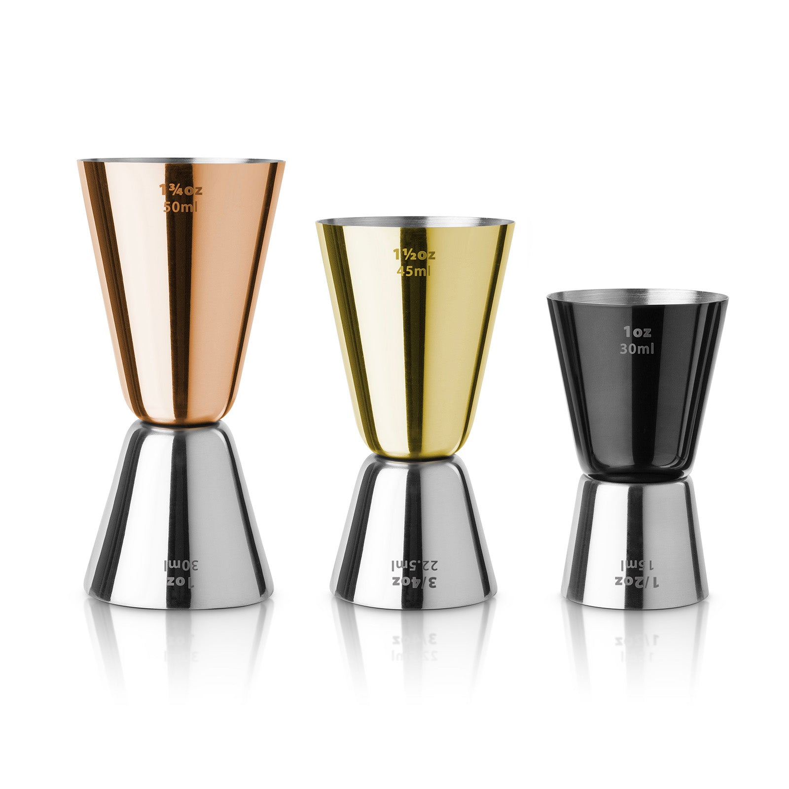 Final Touch Mixed Metal Jigger Set - Set of 3