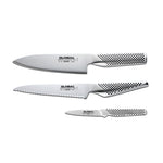 Global 3 Piece Kitchen Knife Set, 6-Inch Chef's, 6-Inch Utility, 3-Inch Paring