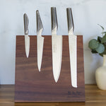 Global Bitoku Classic Essentials 5 Piece Knife Set with Magnetic Block, Acacia