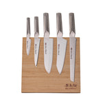 Global Bitoku Ukon Essentials 6 Piece Knife Set with Magnetic Block, Hardwood