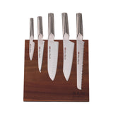 Global Bitoku Ukon Essentials 6 Piece Knife Set with Magnetic Block, Acacia