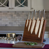 Global Bitoku Ukon Essentials 6 Piece Knife Set with Magnetic Block, Acacia