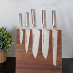 Global Bitoku Ukon Essentials 6 Piece Knife Set with Magnetic Block, Acacia