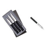 Rada 3 Piece Paring Knives Galore Set & 1.75-Inch Swivel Vegetable Peeler, Black Handless