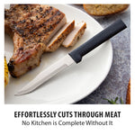 Rada 4 Piece Serrated Steak Knife Set with Gift Box, Black Handles