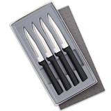 Rada 4 Piece Serrated Steak Knife Set with Gift Box, Black Handles