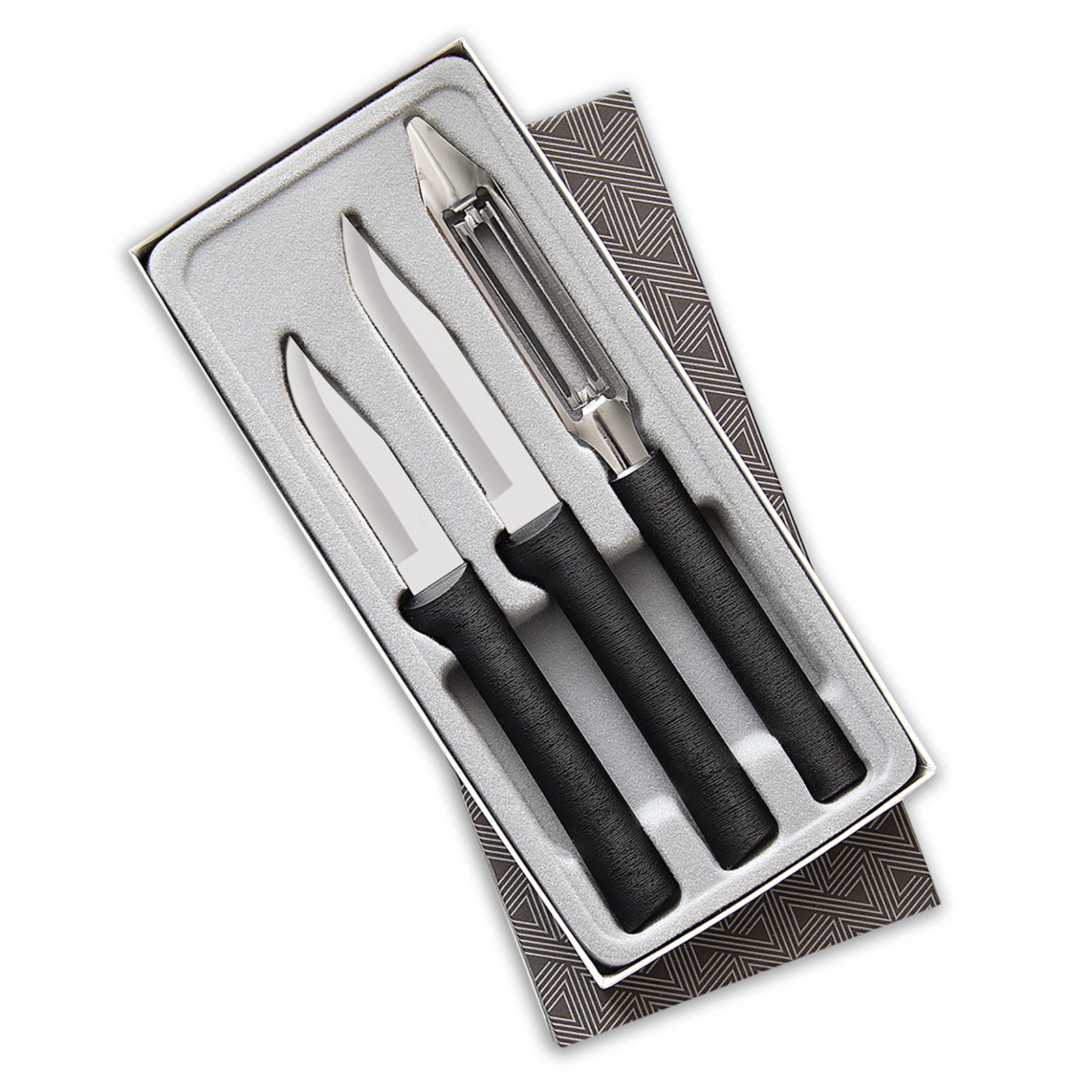 Rada 3 Piece Kitchen Basics Knife Set with Gift Box, Black Handles