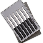 Rada 6 Piece Serrated Steak Knives Set with Gift Box, Black Handles