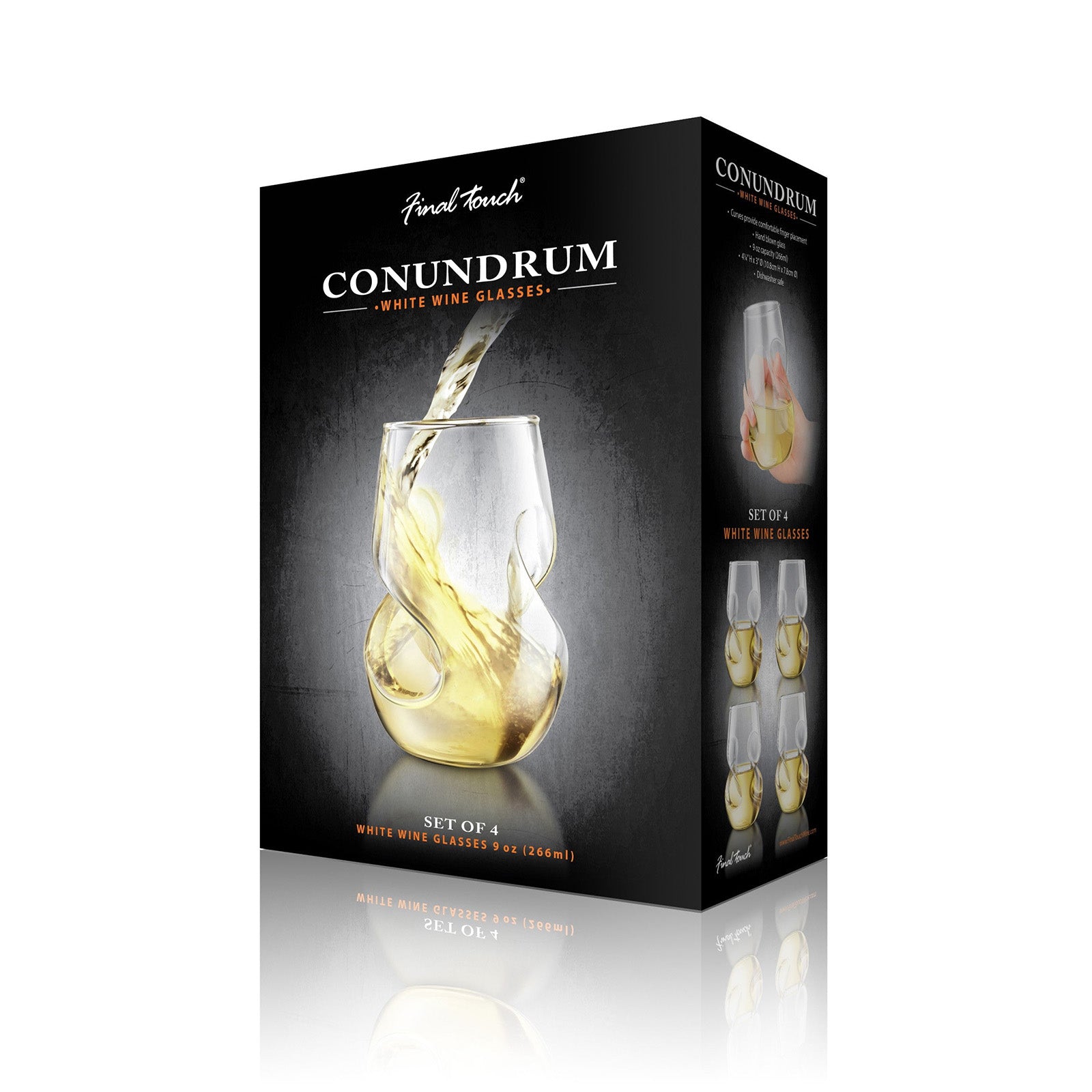 Final Touch Conundrum White Wine Glasses - Set of 4 - 9 oz (266ml)