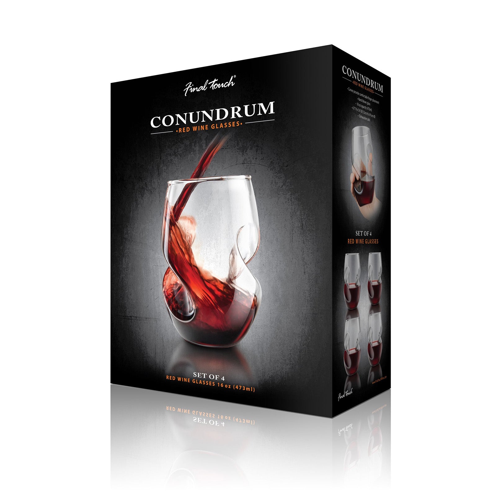 Final Touch Conundrum Red Wine Glasses - Set of 4 - 16 oz (473ml)