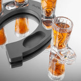 Final Touch Wild West Cowboy Boot Shotglass Set with Horseshoe Shaped Serving Tray