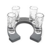 Final Touch Wild West Cowboy Boot Shotglass Set with Horseshoe Shaped Serving Tray