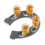 Final Touch Wild West Cowboy Boot Shotglass Set with Horseshoe Shaped Serving Tray