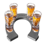 Final Touch Wild West Cowboy Boot Shotglass Set with Horseshoe Shaped Serving Tray, Gray