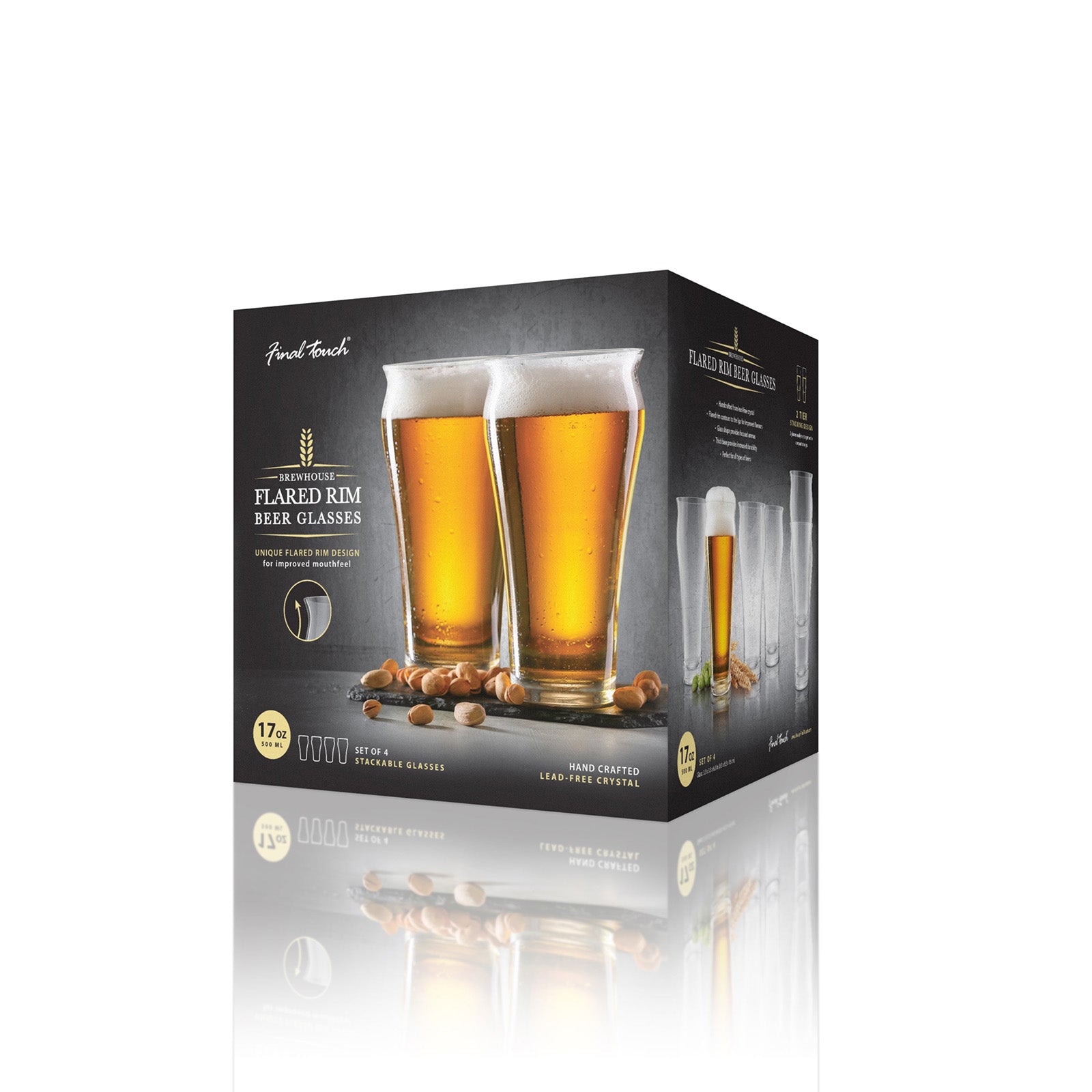 Final Touch Brewhouse Beer Glass - Set of 4 - 17 oz (500 ml)