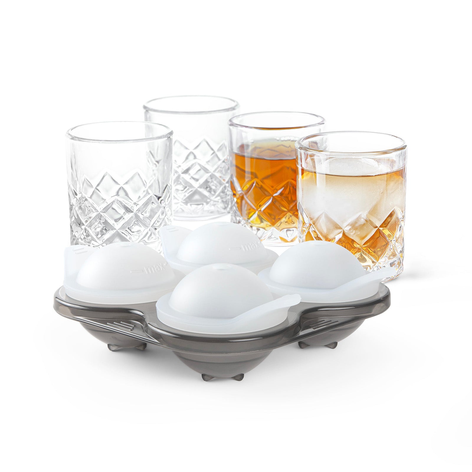 Final Touch Yarai Shiver Ice Ball Shots - 4 Glasses with Ice Ball Tray