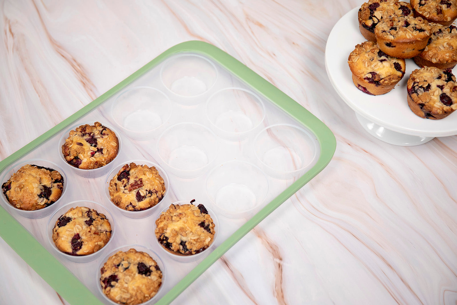 Henning Lee Look and Cook Clear Silicone 12-Cup Muffin Pan, Moss
