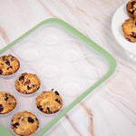 Henning Lee Look and Cook Clear Silicone 12-Cup Muffin Pan, Moss