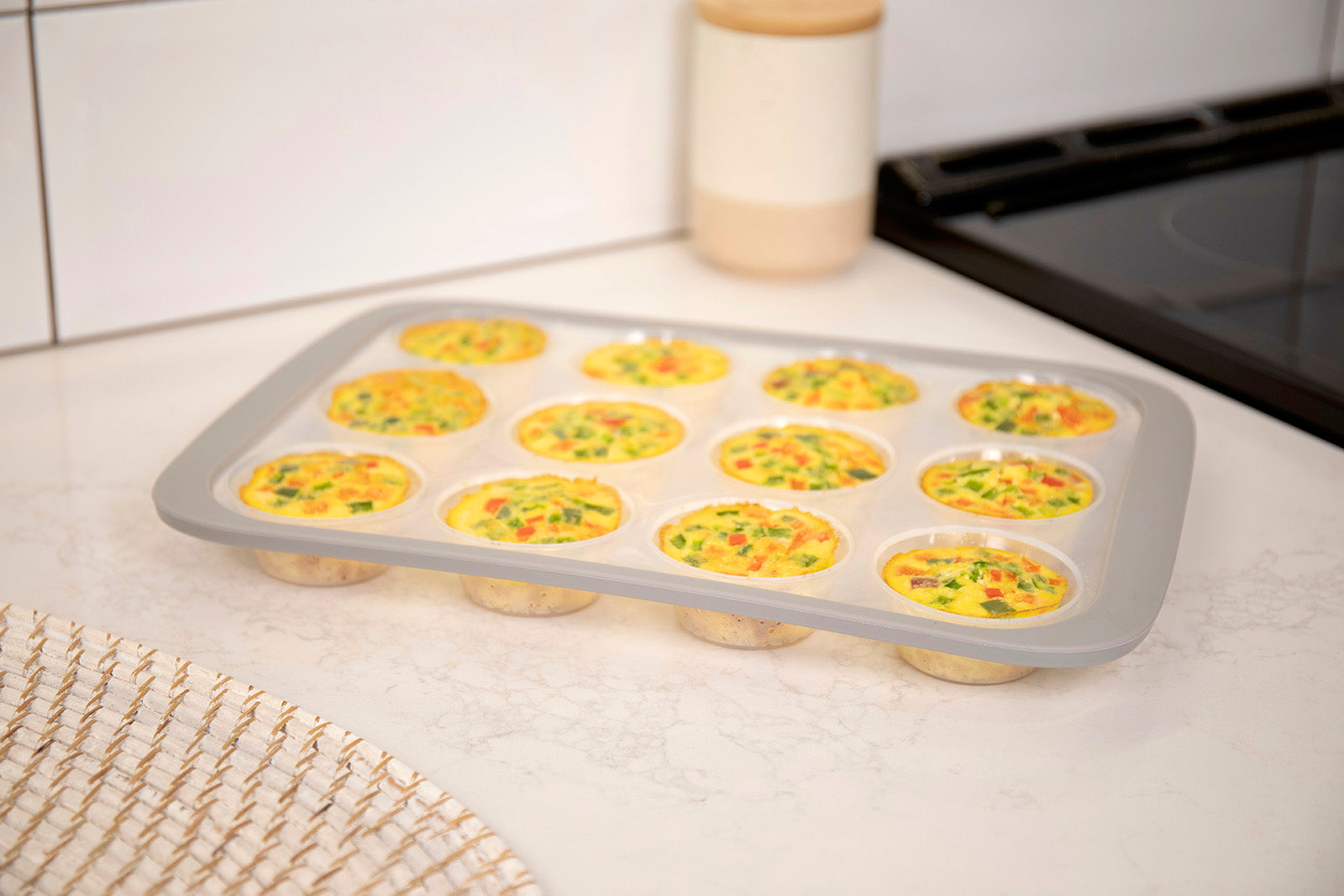 Henning Lee Look and Cook Clear Silicone 12-Cup Muffin Pan, Moss