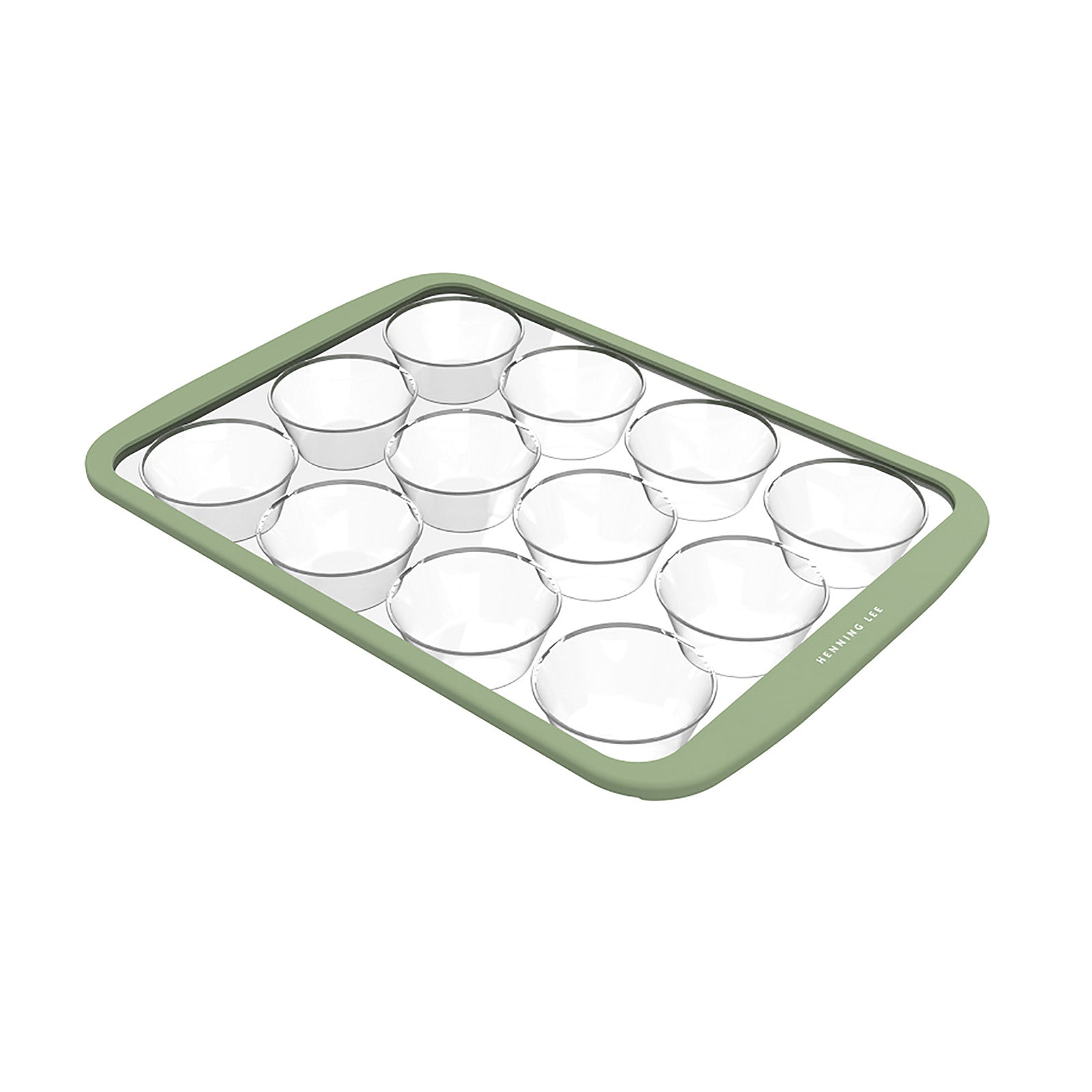 Henning Lee Look and Cook Clear Silicone 12-Cup Muffin Pan, Moss
