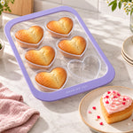 Henning Lee Look & Cook Silicone 6-Cup Heart Shape Baking Pan, Purple