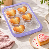 Henning Lee Look & Cook Silicone 6-Cup Heart Shape Baking Pan, Purple