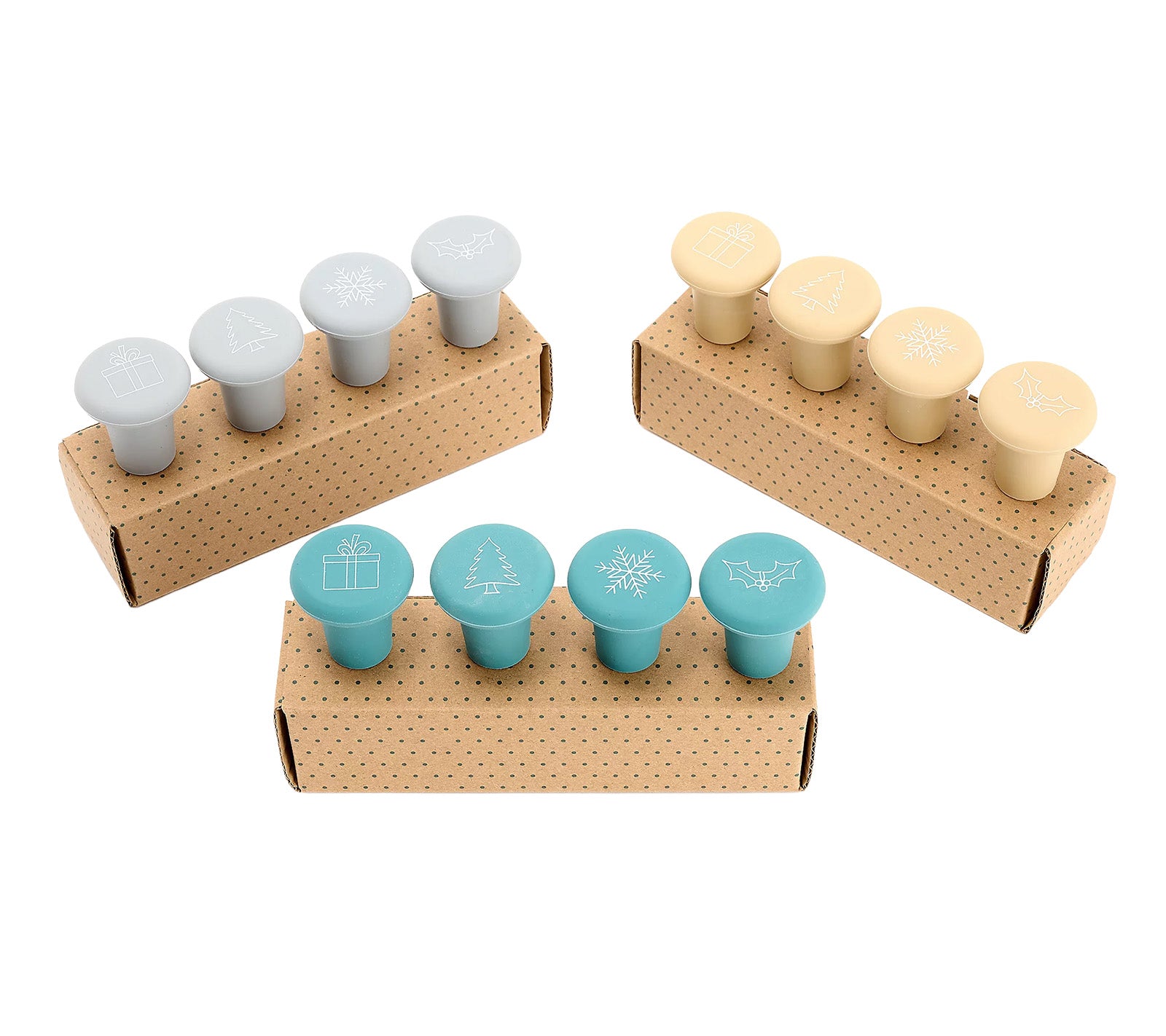 Henning Lee Set of 3 4 Piece Bottle Stoppers W/ Gift Boxes - Neutrals