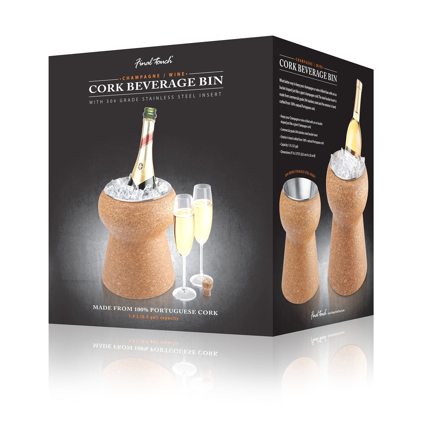 Final Touch Champagne & Wine Cork Beverage Bin