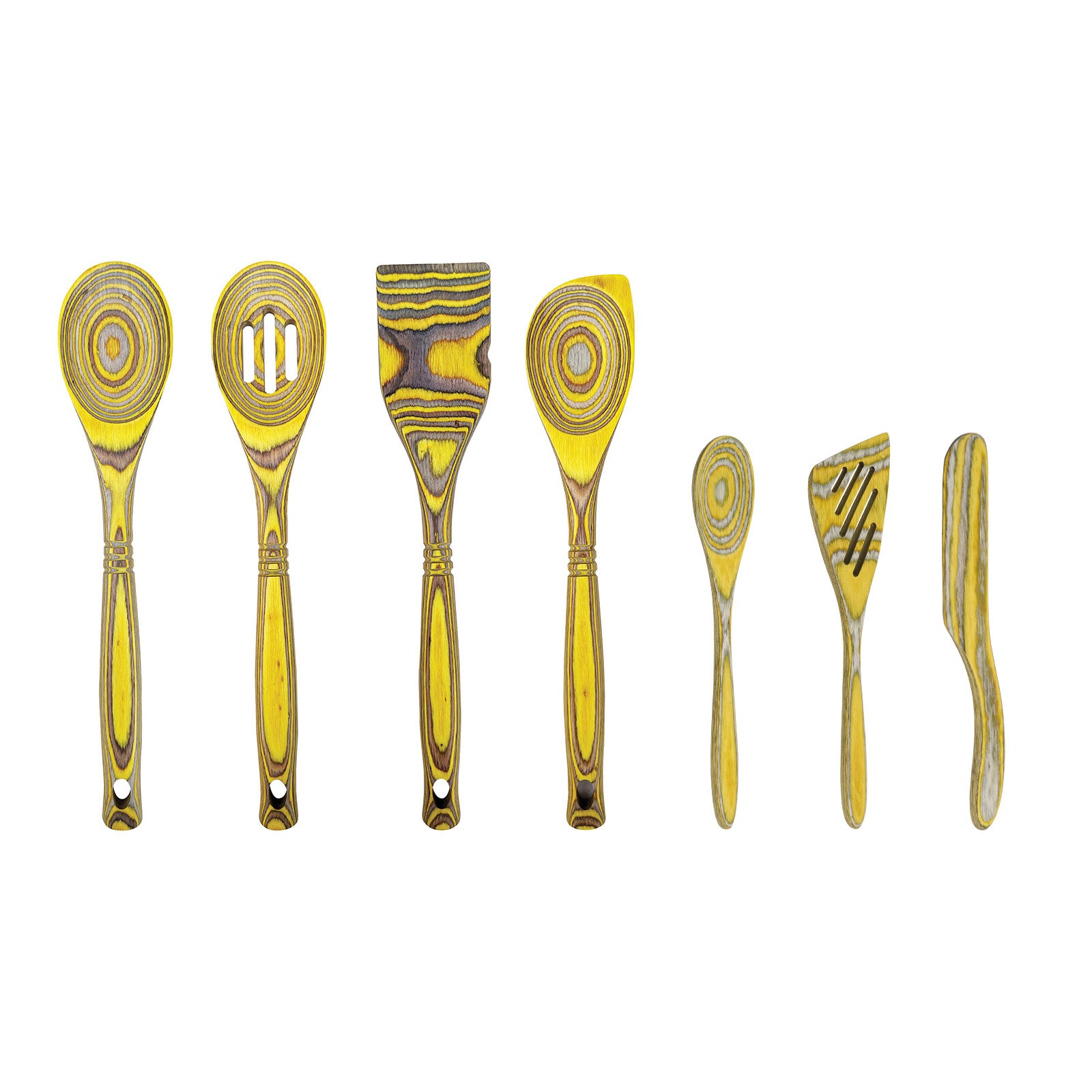 Island Bamboo Pakkawood 7 Piece Cooking and Serving Utensil Set, Spatula, Spoon, Spurtle