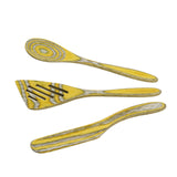 Island Bamboo Pakkawood 3 Piece Mini Kitchen Utensil Set with Spoon, Spatula, and Spreader, Lemon