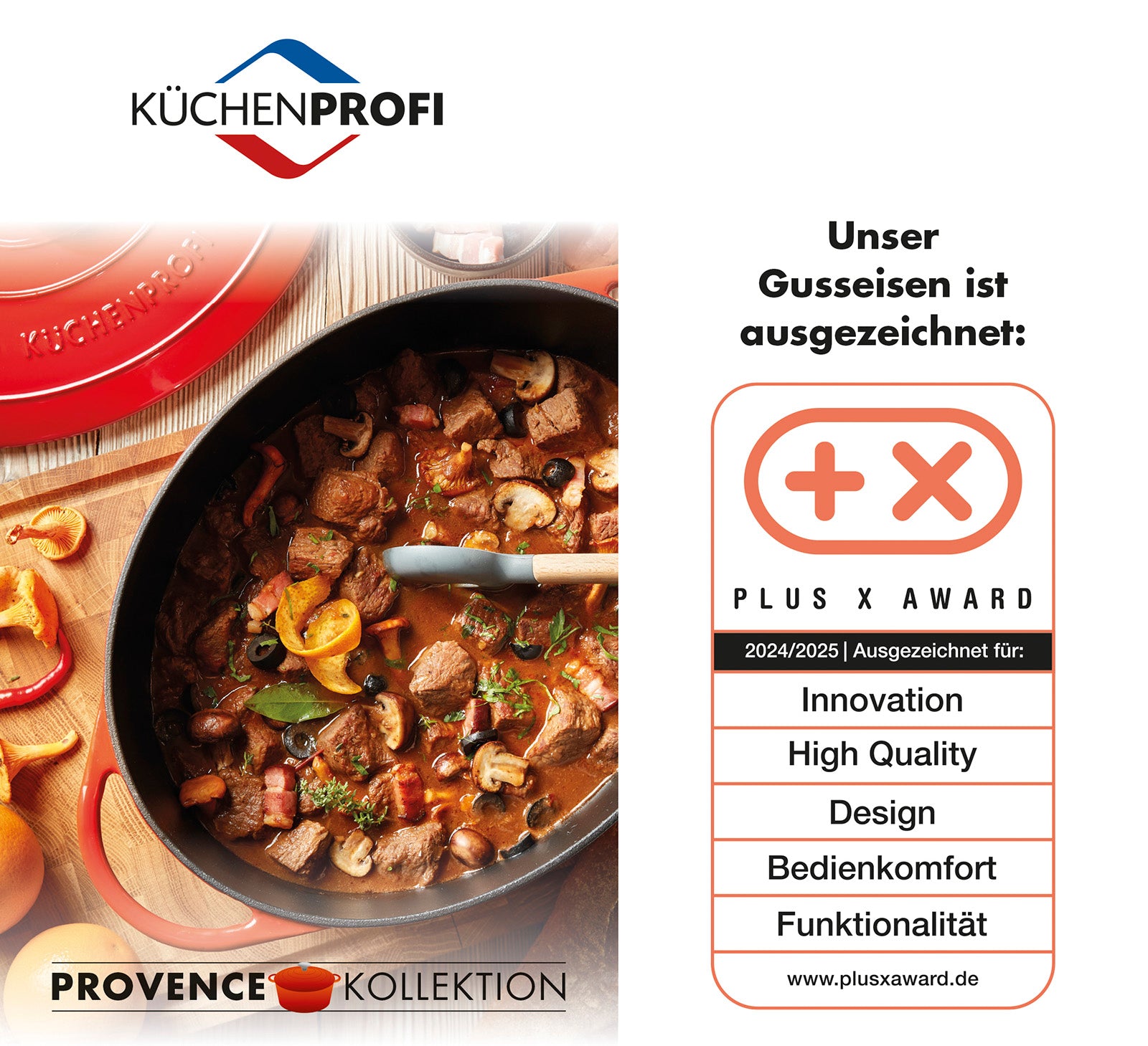 Kuchenprofi Provence Enameled Cast Iron Oval Dutch Oven, 13" L, 7.4 qt, Burgundy