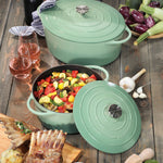 Kuchenprofi Provence Enameled Cast Iron Oval Dutch Oven, 13" L, 7.4 qt, Classic Black