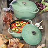 Kuchenprofi Provence Enameled Cast Iron Oval Dutch Oven, 13" L, 7.4 qt, Classic Black