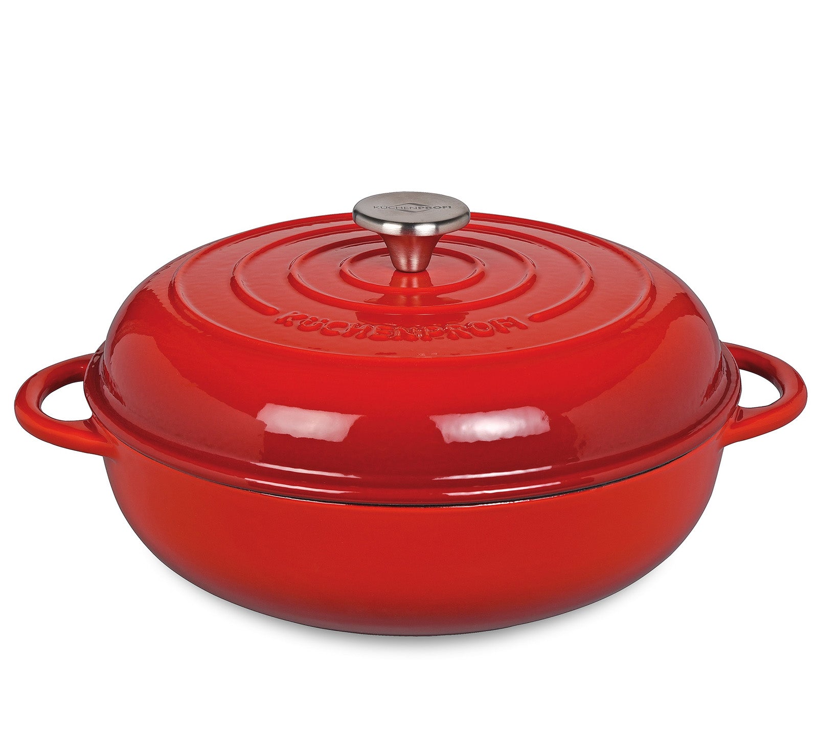 Kuchenprofi Provence Enameled Cast Iron Casserole, 11" dia., 4.1 qt, Classic Red