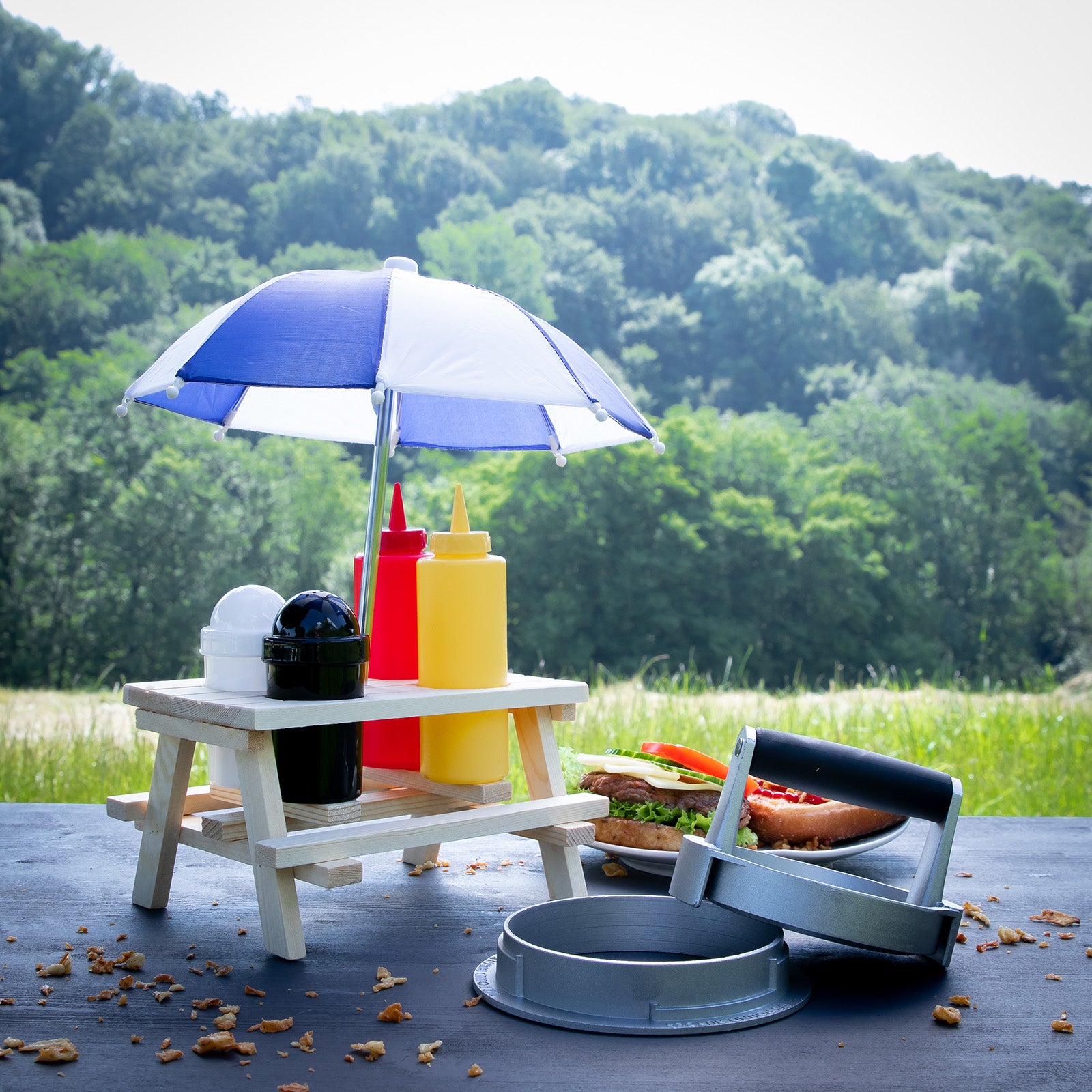 Kuchenprofi Picnic Condiment Set for Ketchup, Mustard, Salt & Pepper, 6 Piece Set