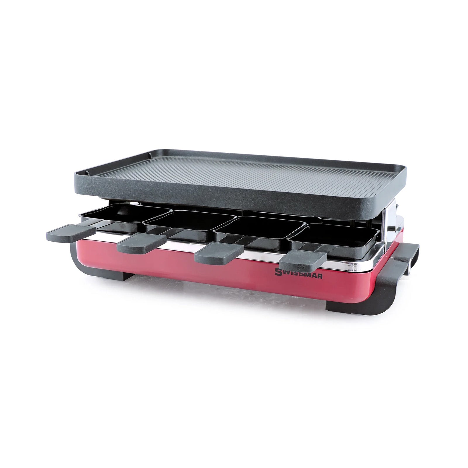 Swissmar Classic 8 Person Raclette Grill W/Aluminum Nonstick Plate, Red