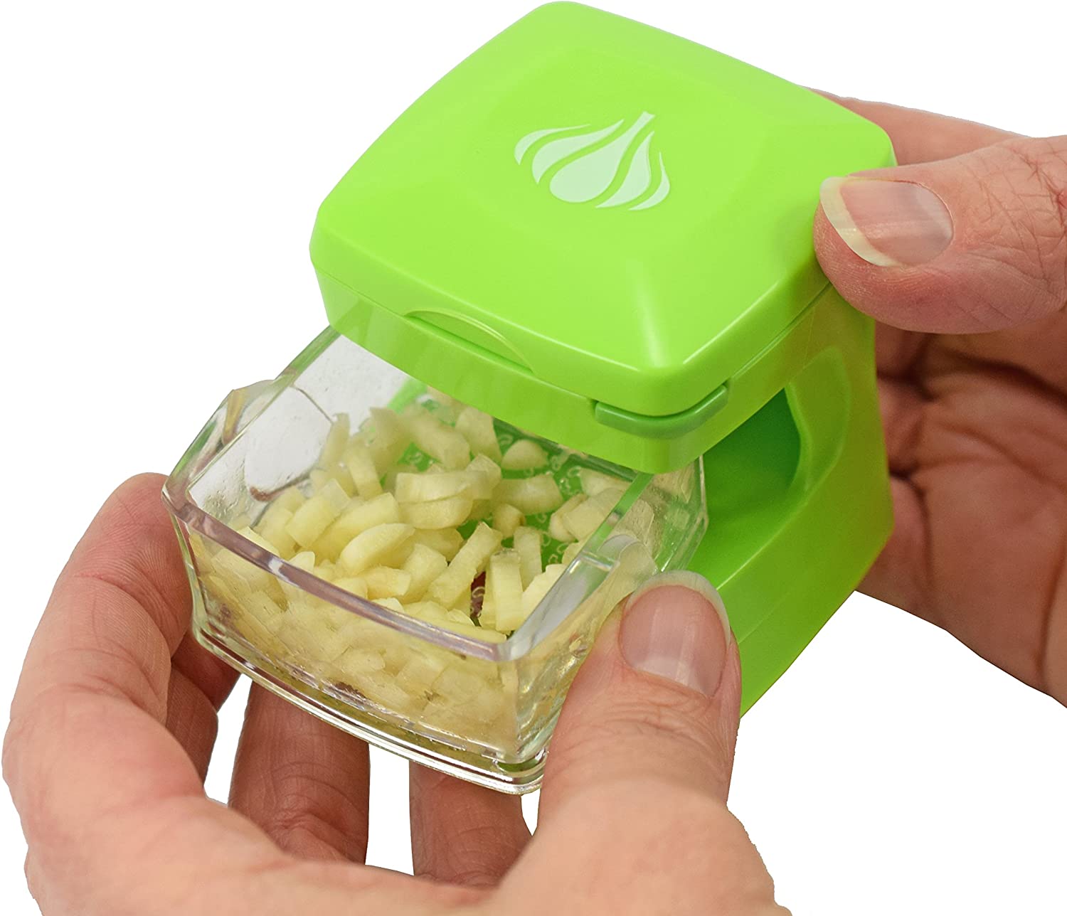 Kitchen Innovations Garlic-A-Peel Garlic Press, Crusher, Cutter, Mincer, and Storage Container, Green