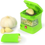 Kitchen Innovations Garlic-A-Peel Garlic Press, Crusher, Cutter, Mincer, and Storage Container, Green