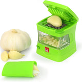 Kitchen Innovations Garlic-A-Peel Garlic Press, Crusher, Cutter, Mincer, and Storage Container, Green