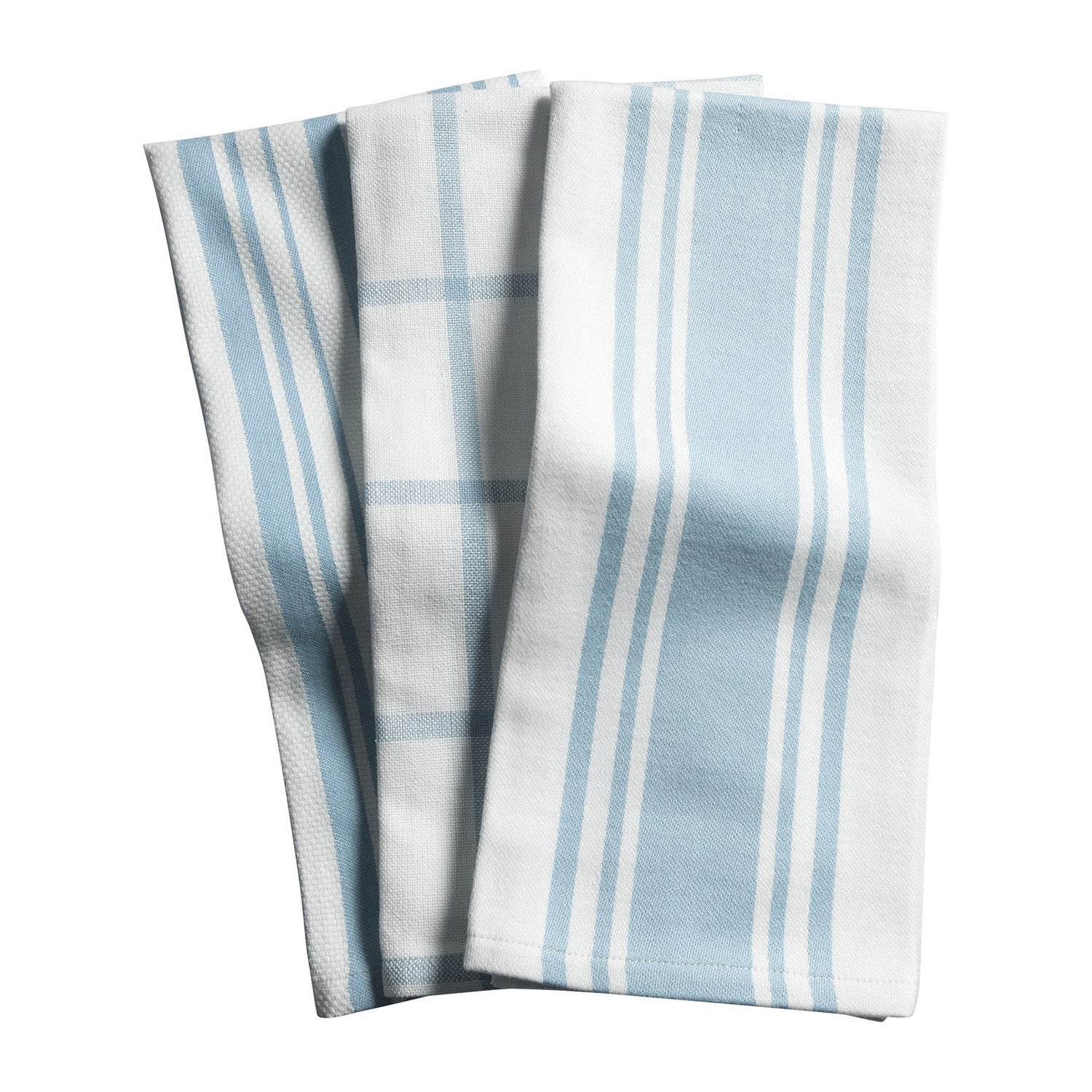 KAF Home Centerband/Basketweave/Windowpane Kitchen Towels, Set of 3, Sky