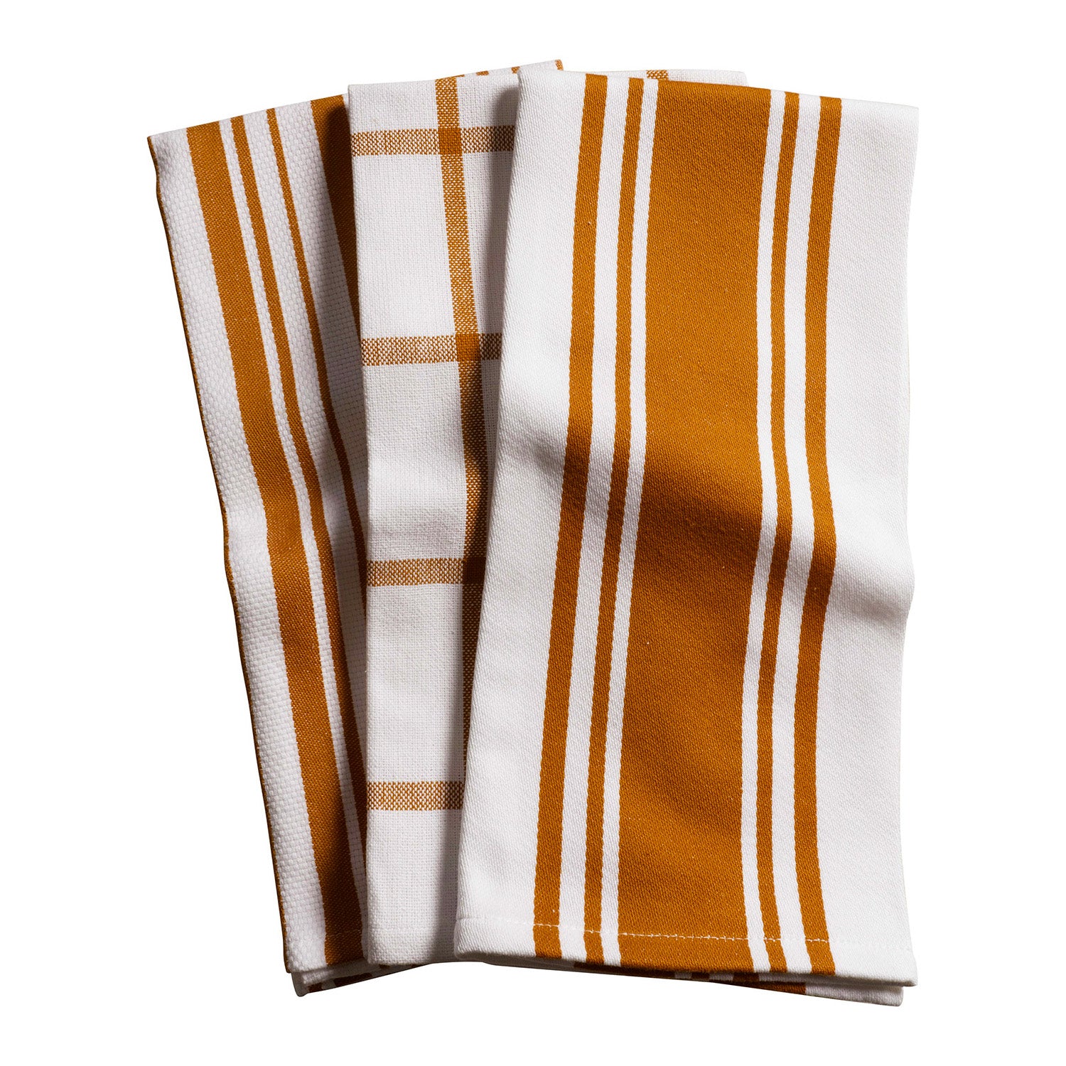 KAF Home Centerband/Basketweave/Windowpane Kitchen Towels, Set of 3, Orange