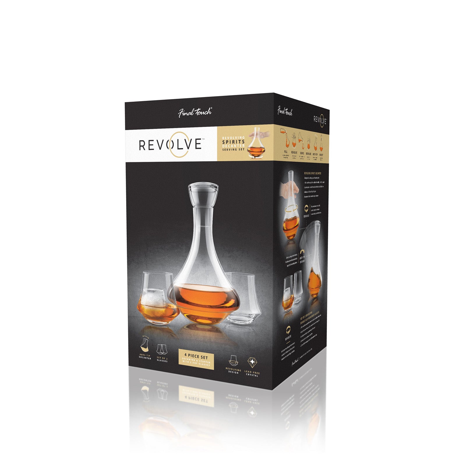 Final Touch Revolve Decanter Set with 2 Revolve DOF Glasses