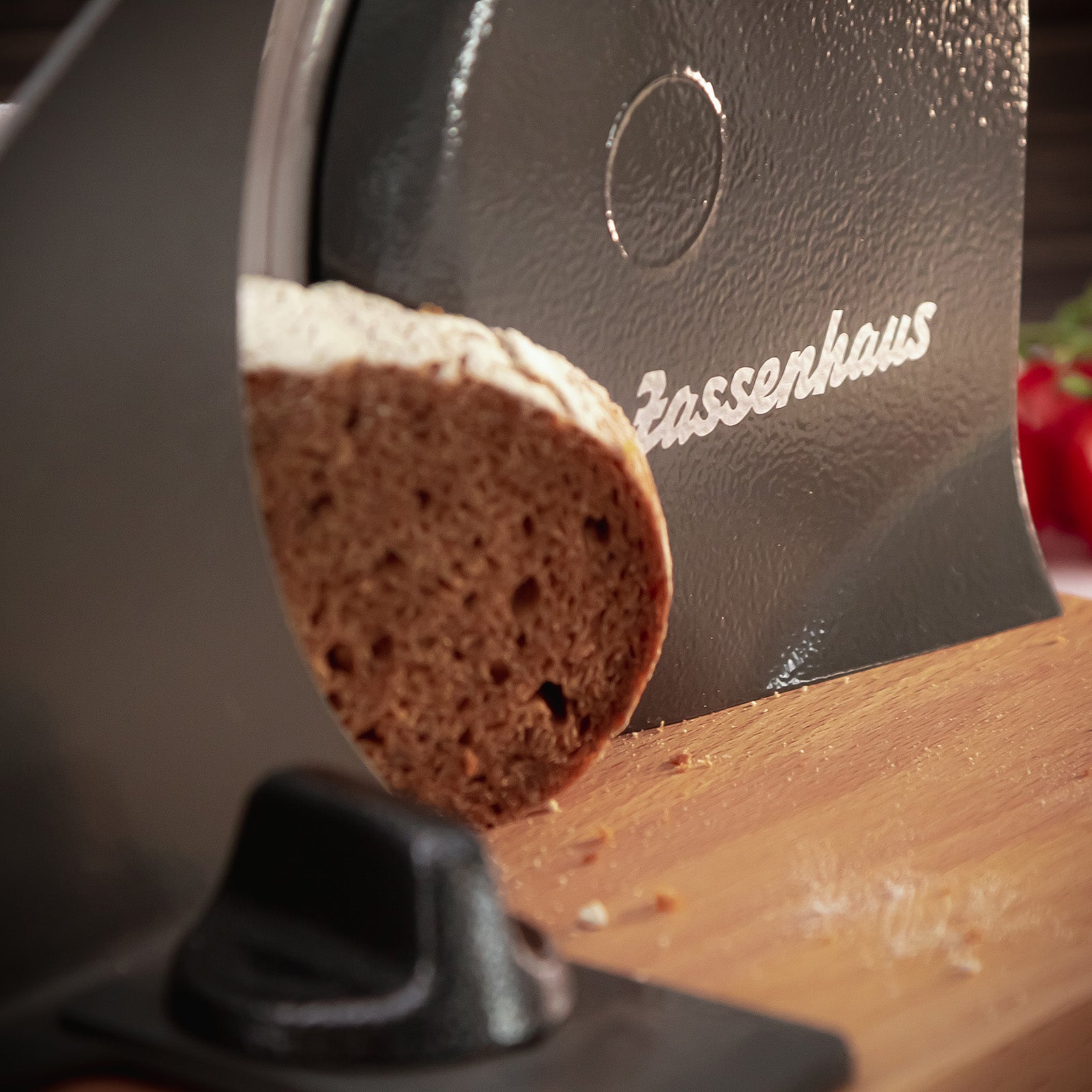 Zassenhaus Manual Bread Slicer, Hand Crank Home Bread Slicer, 11.75" x 8", Gray