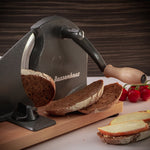 Zassenhaus Manual Bread Slicer, Hand Crank Home Bread Slicer, 11.75" x 8", Gray