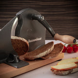 Zassenhaus Manual Bread Slicer, Hand Crank Home Bread Slicer, 11.75" x 8", Gray