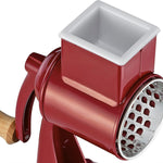 Zassenhaus Classic Drum Grater with Suction Base, 2 Grating Drums, Pestle, and Vegetable Cutter, Red