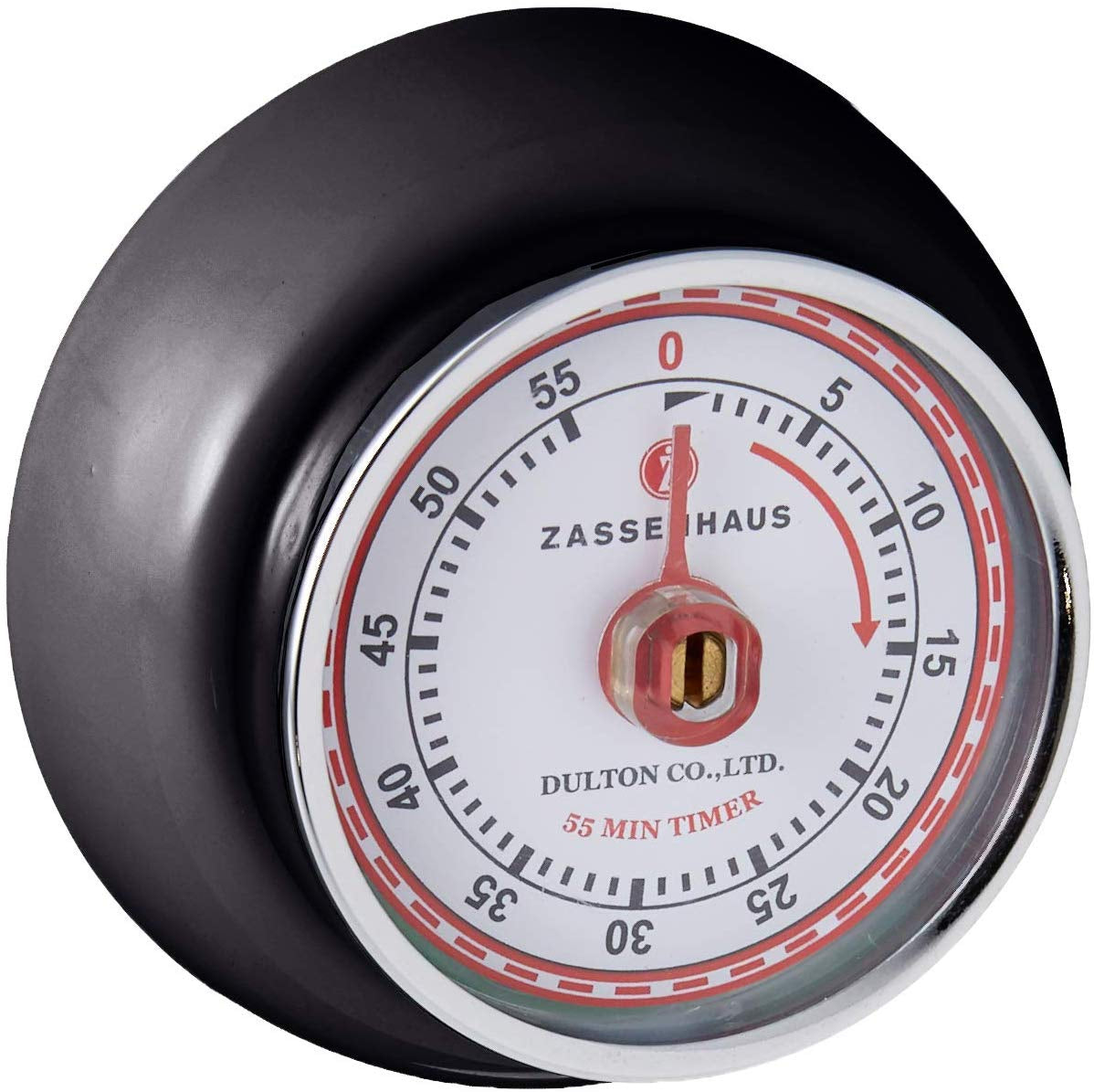 Zassenhaus Magnetic Retro 60 Minute Kitchen Timer, 2.75-Inch, Black