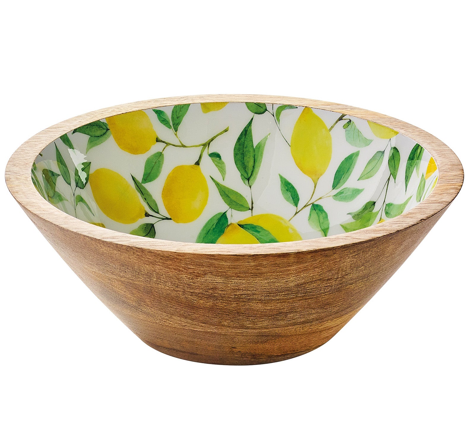 Zassenhaus Mango Wood Lacquered Small Serving Bowl, 8" x 3", Lemon