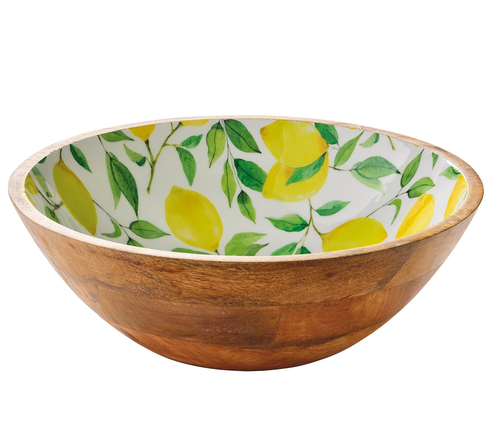 Zassenhaus Mango Wood Lacquered Large Serving Bowl, 13.75" x 4.7", Lemon