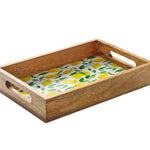 Zassenhaus Mango Wood Lacquered Serving Tray, 12" x 8" x 2", Lemon
